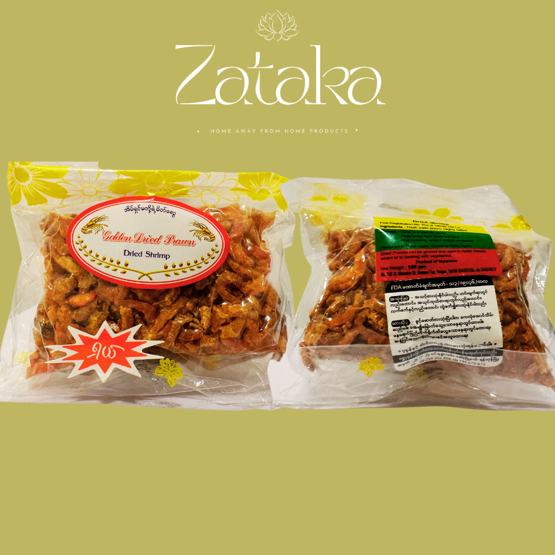 အိမ်ရှင်မတို့ရဲ့မိတ်ဆွေ ရှယ်ရွှေပုစွန်ခြောက် approx 150g and 400g